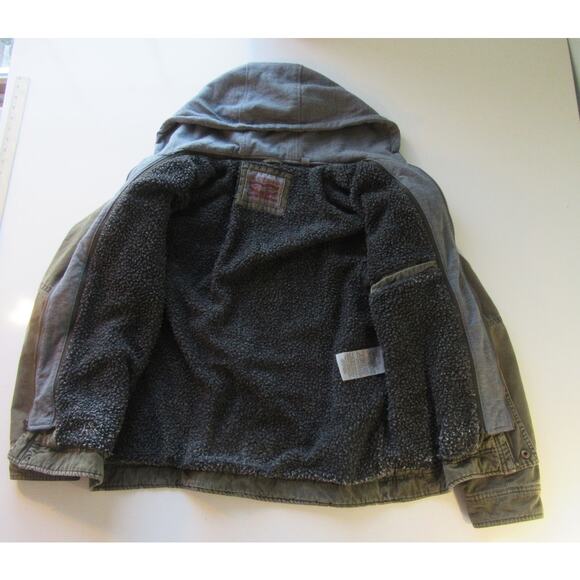 Levi's Sherpa Lined Hooded Jacket Men's M Workwear Utility Bomber Fleece Jacket - Picture 2 of 16